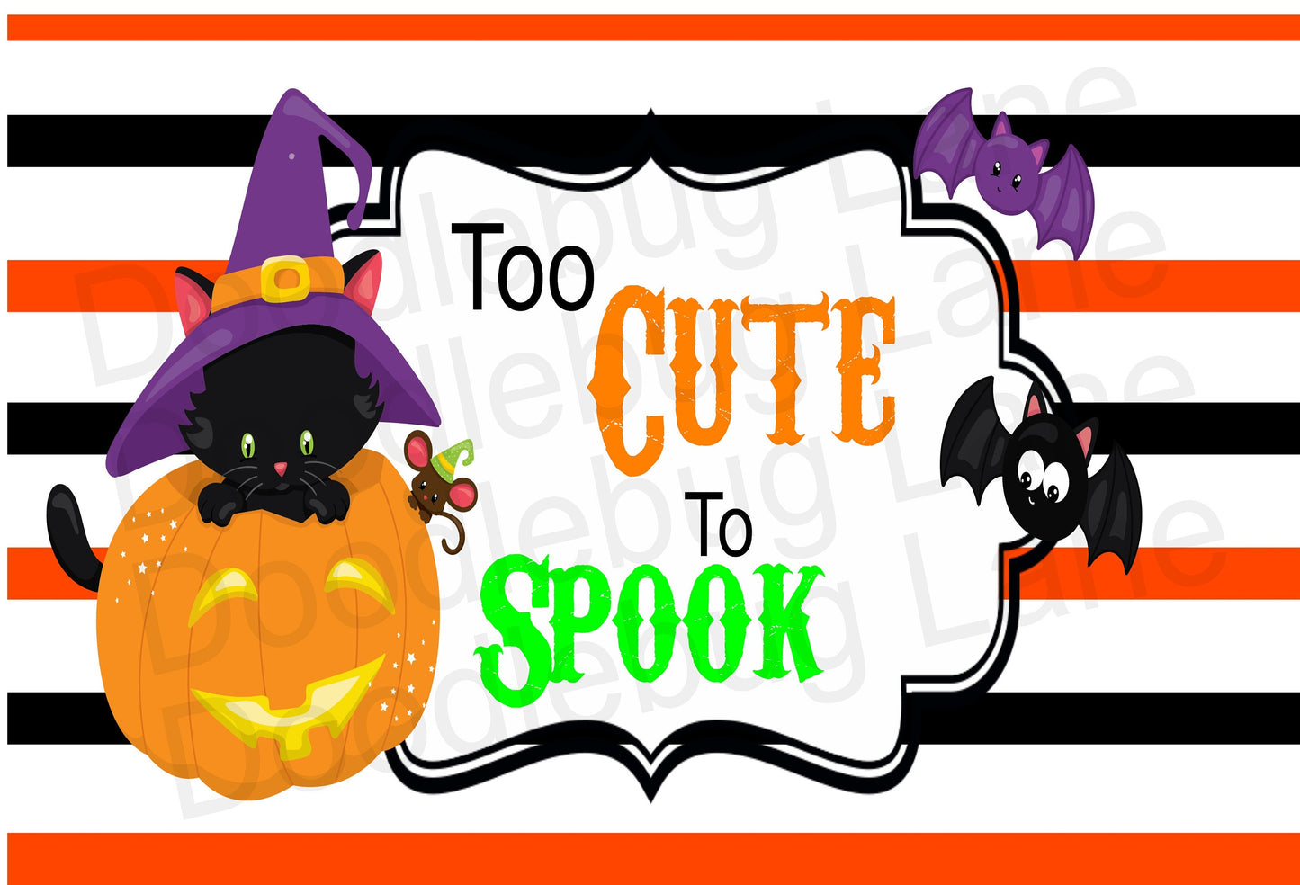 Halloween Wreath Sign-Too Cute to Spook-Black Bat-Rectangle Sign-Metal Wreath Sign-Black Cat-Jack-o-lantern