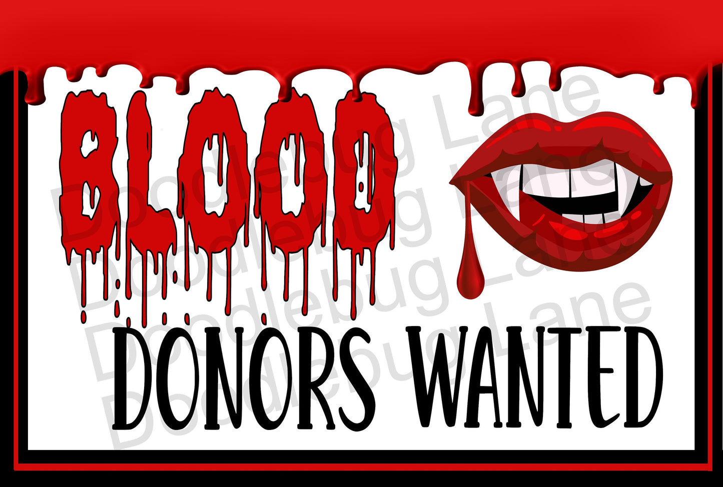 Halloween Sign-Blood Donors Wanted-Vampire Sign-Halloween Wreath Sign-Rectangle Sign-Metal Wreath Sign-Red And Black