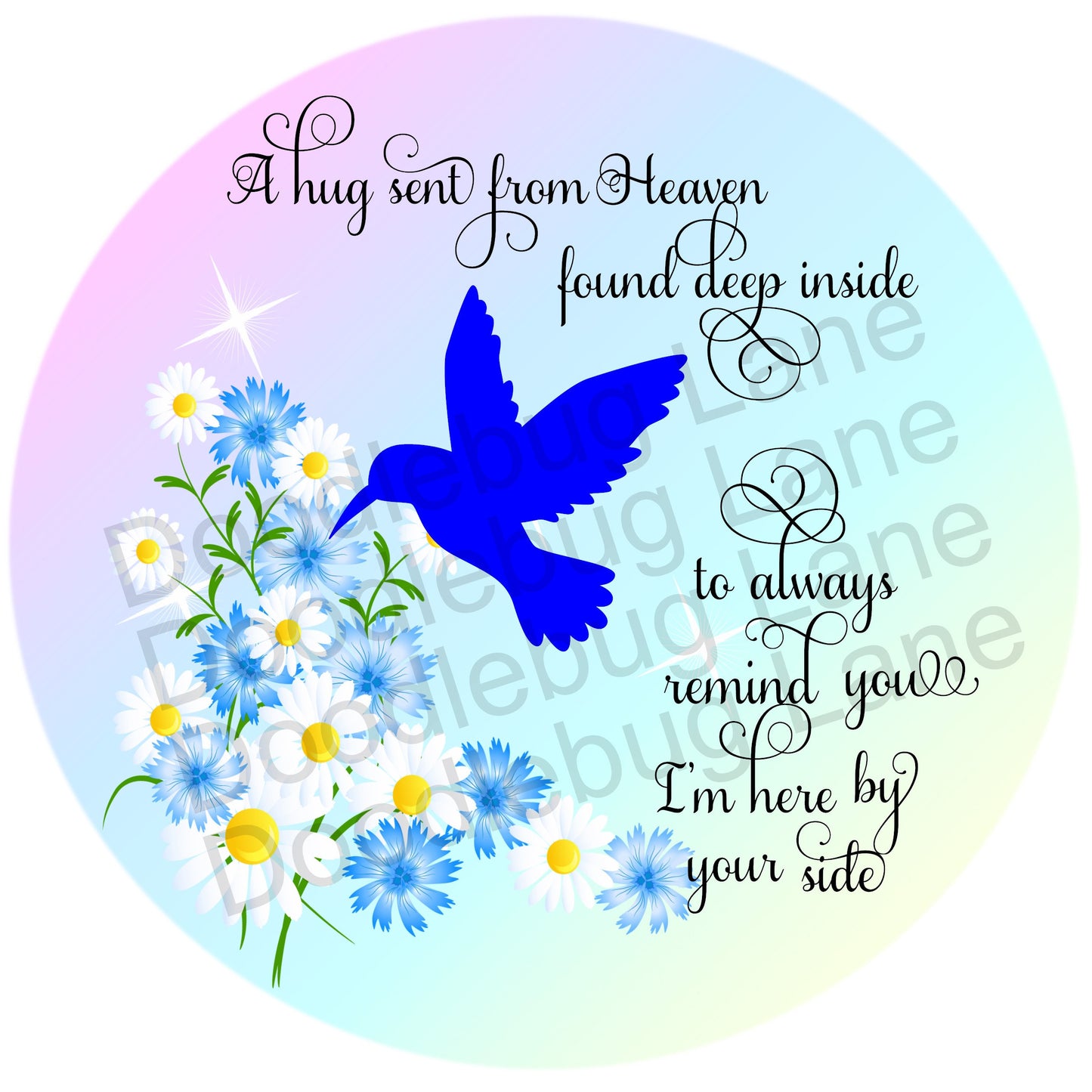 Memorial Wreath Sign-Metal Wreath Sign-A Hug From Heaven-Hummingbird Memorial-Memorial Poem-Sympathy Sign