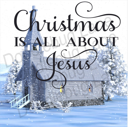 Christmas Wreath  Sign - Christmas Is All About Jesus -White Christmas-Metal Wreath Sign-Square Sign-Religious Saying