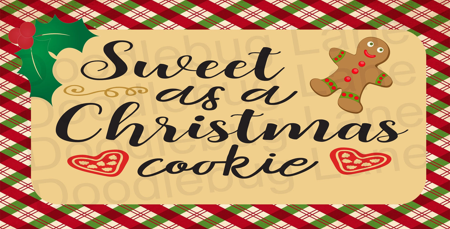 Christmas Wreath Sign - Sweet as a Christmas Cookie - Christmas Sign- Gingerbread Man - Metal Wreath Sign