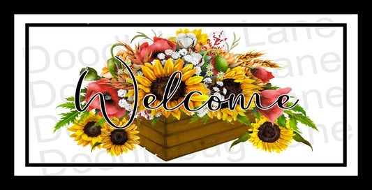 Sunflower Wreath Sign-Welcome Sign-Welcome Wreath Sign-Metal Wreath Sign-Red Poppy Flower-Rectangle Sign