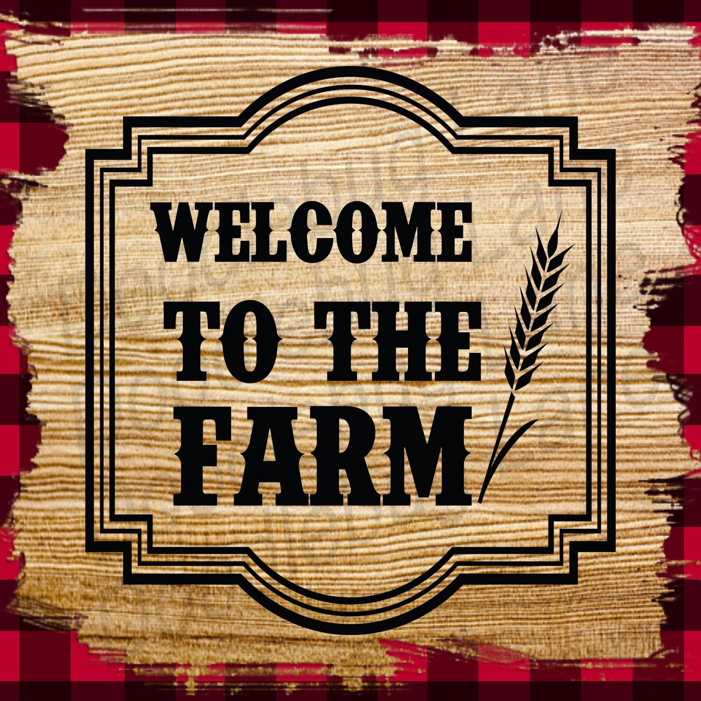 Metal Wreath Sign - Farmhouse Sign -Welcome To The Farm -Red And Black Buffalo Plaid - Welcome Sign - Square Sign