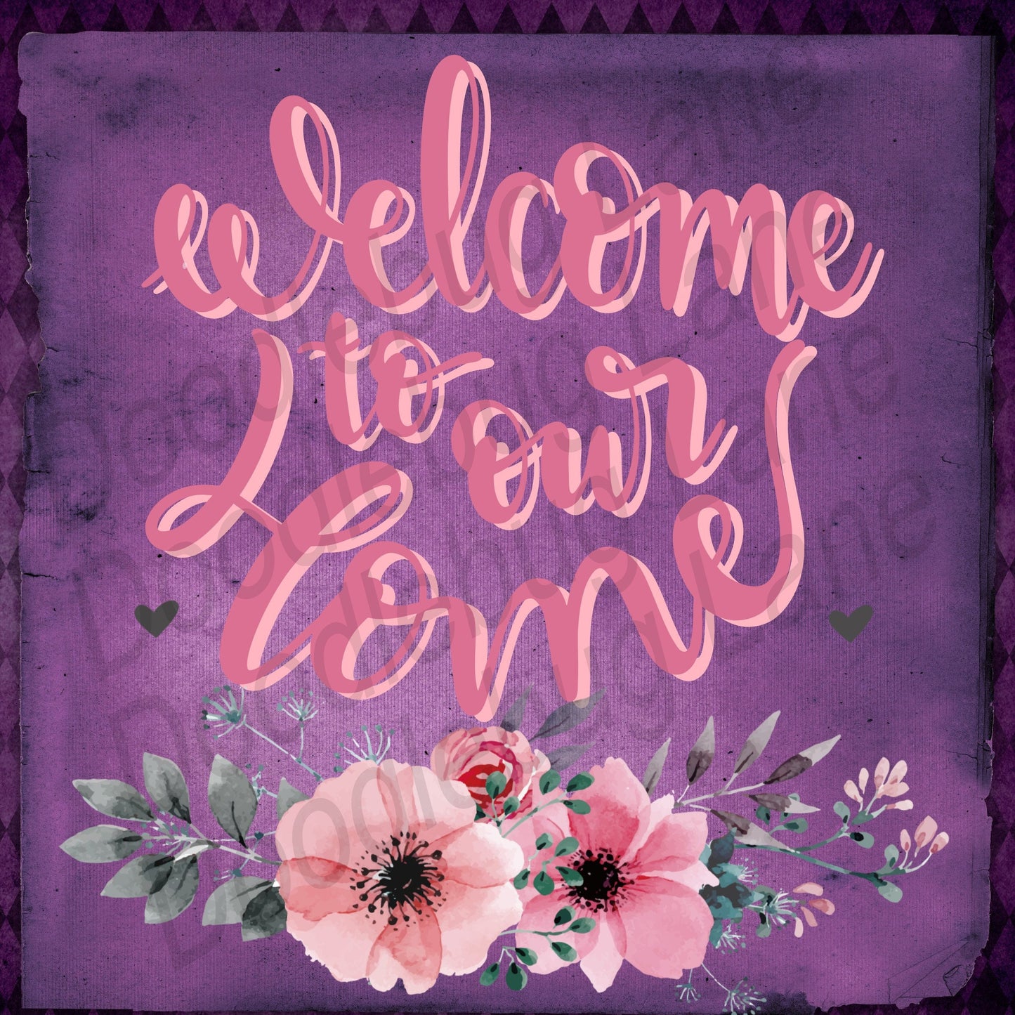 Metal Wreath Sign - Welcome To Our Home - Welcome Sign - Welcome Wreath Sign - Square Sign