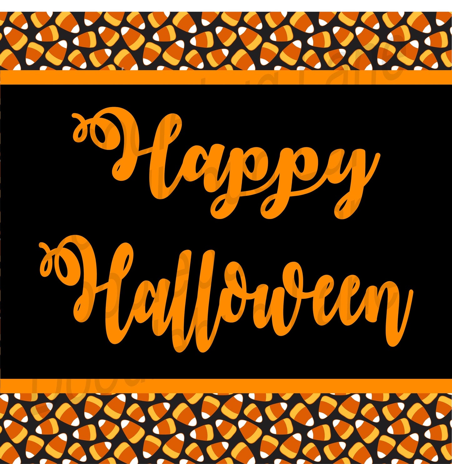 Halloween Wreath Sign - Candy Corn Decor - Happy Halloween - Black and Orange - Metal Wreath Sign - Square Sign