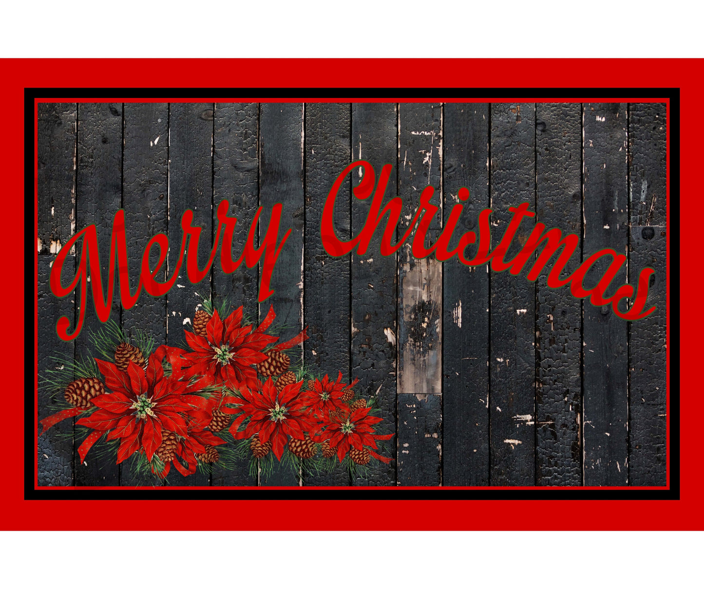 Christmas Wreath Sign - Merry Christmas Sign - Poinsettia Flower - Metal Wreath Sign