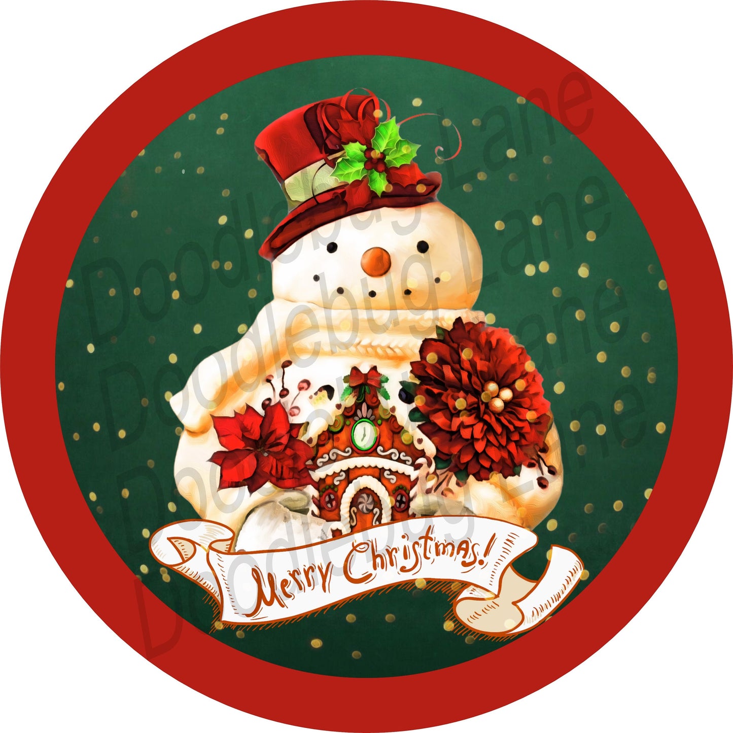 Christmas Wreath Sign - Metal Wreath Sign - Snowman Christmas Sign - Merry Christmas - Round Sign