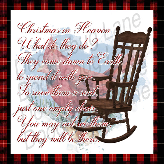 Metal Wreath Sign - Memorial Poem - Cardinal Decor - Christmas Sign - Christmas Memorial Poem- Square Sign