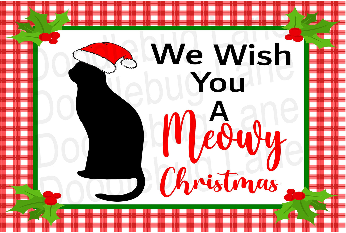 Christmas Wreath Sign - Metal Wreath Sign - Cat Christmas Sign - Pet Christmas Decor - We Wish You A Meowy Christmas