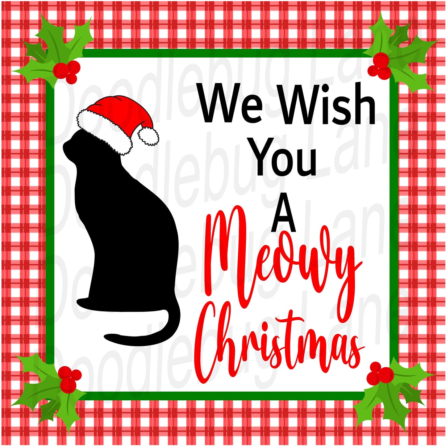 Christmas Wreath Sign - Metal Wreath Sign - Cat Christmas Sign - Pet Christmas Decor - We Wish You A Meowy Christmas