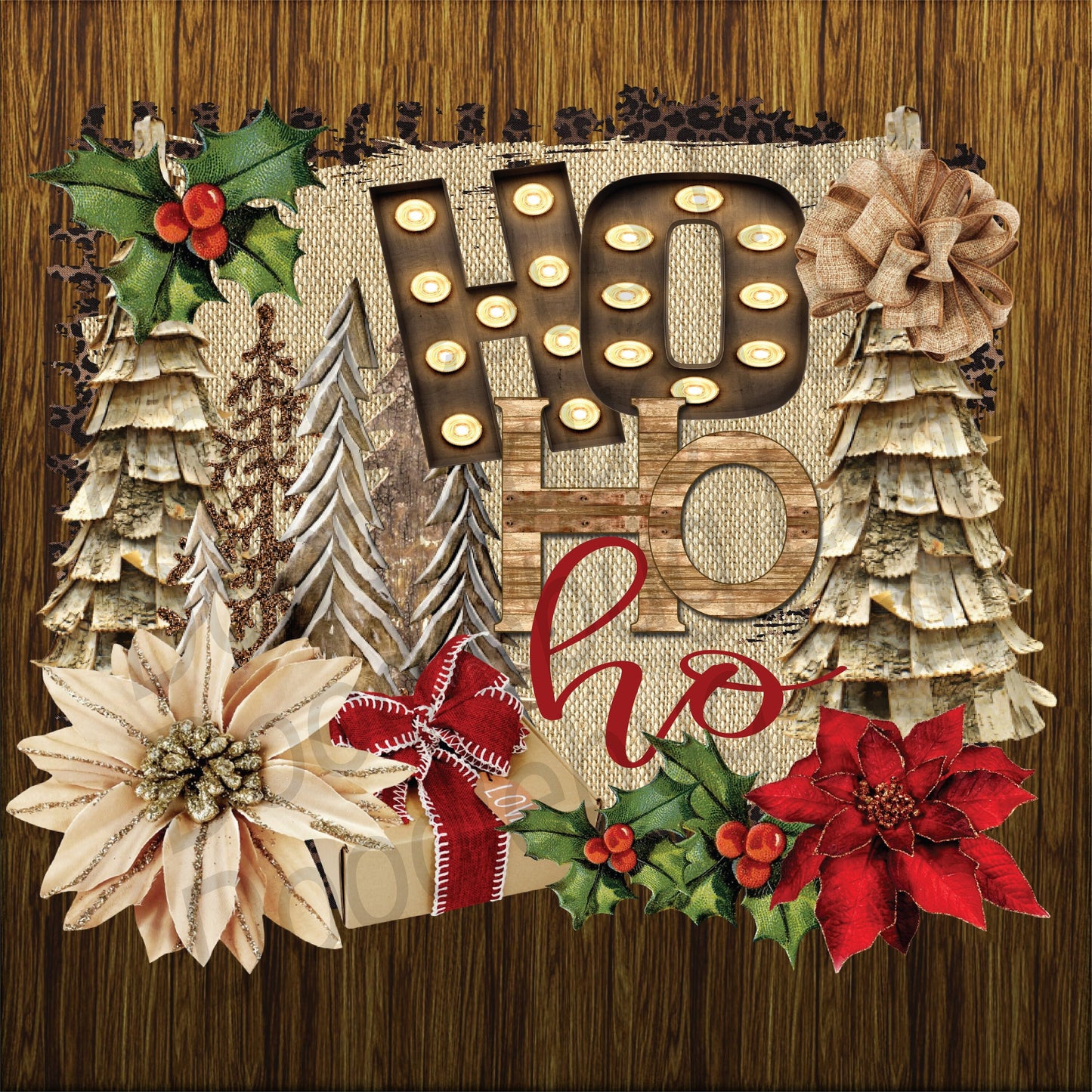 Christmas Wreath Sign- Metal Wreath Sign - Christmas Decor - HO HO HO- Sign For Christmas Wreath