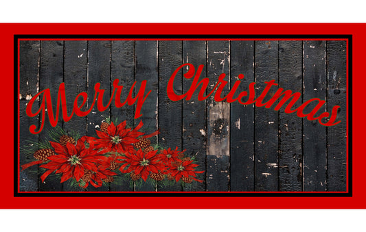 Christmas Wreath Sign - Merry Christmas Sign - Poinsettia Flower - Metal Wreath Sign