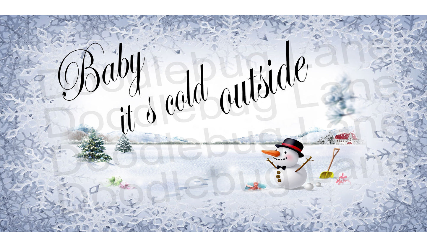 Snowman Wreath Sign - Snowman Decor - Metal Wreath Sign - Baby Its Cold Outside