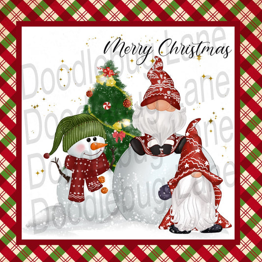 Christmas Gnome Sign-Christmas Wreath Sign-Snowman Wreath Sign-Metal Wreath Sign-Christmas Wreath Decor - Square Wreath Sign