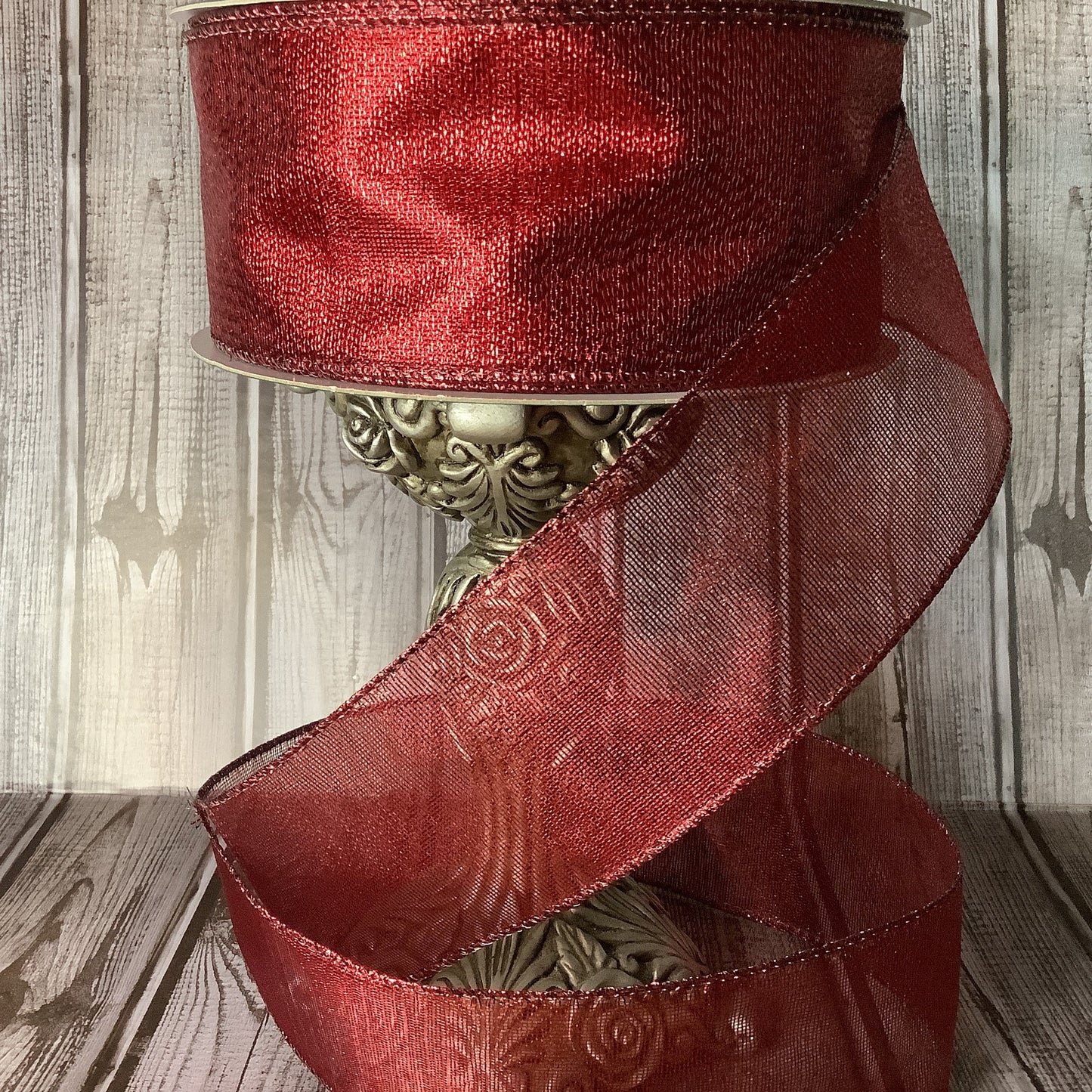 2.5" X 5 Yards Red Metallic Sheer Ribbon - Wired Ribbon - Christmas Ribbon - Valentines Day Ribbon - Patriotic Ribbon