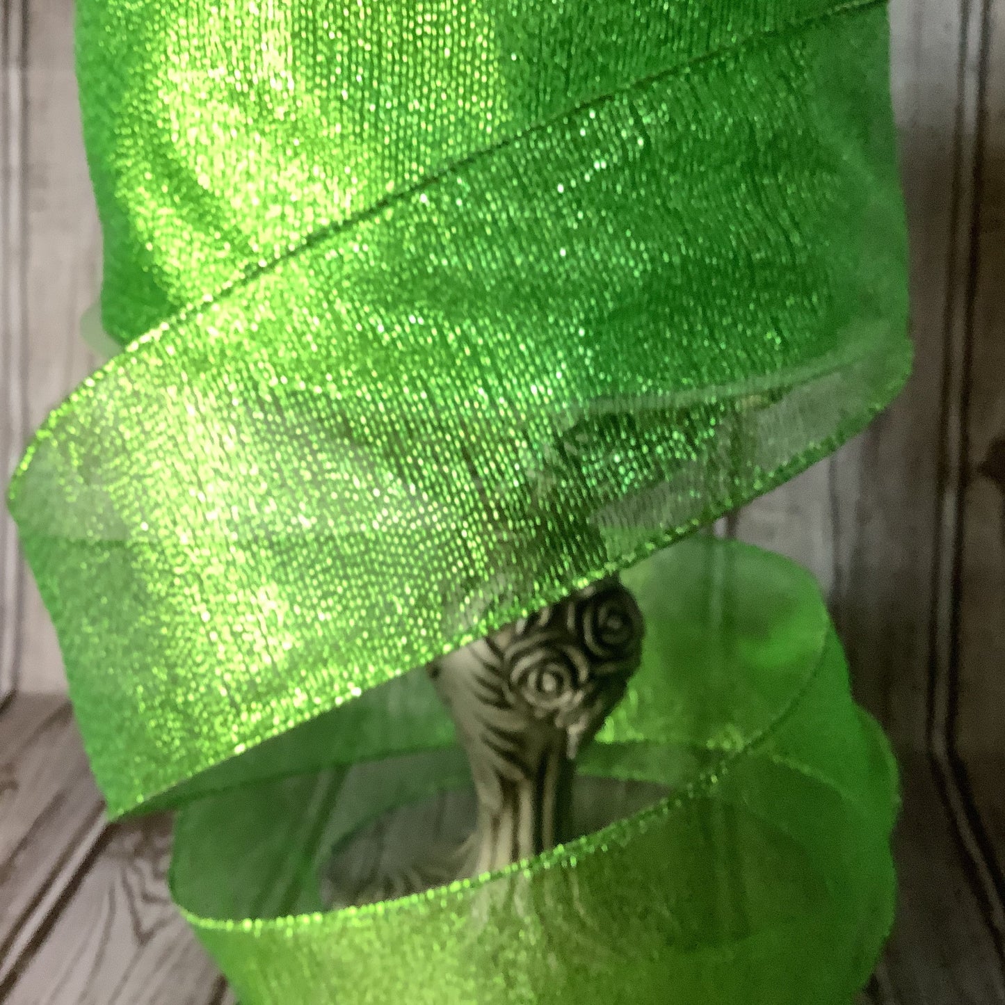 2.5" or 1.5" Green Metallic Ribbon-Wired Ribbon-Christmas Ribbon-St Patricks Day Ribbon-Spring Ribbon-All Occasion Ribbon-Ribbon By The Yard