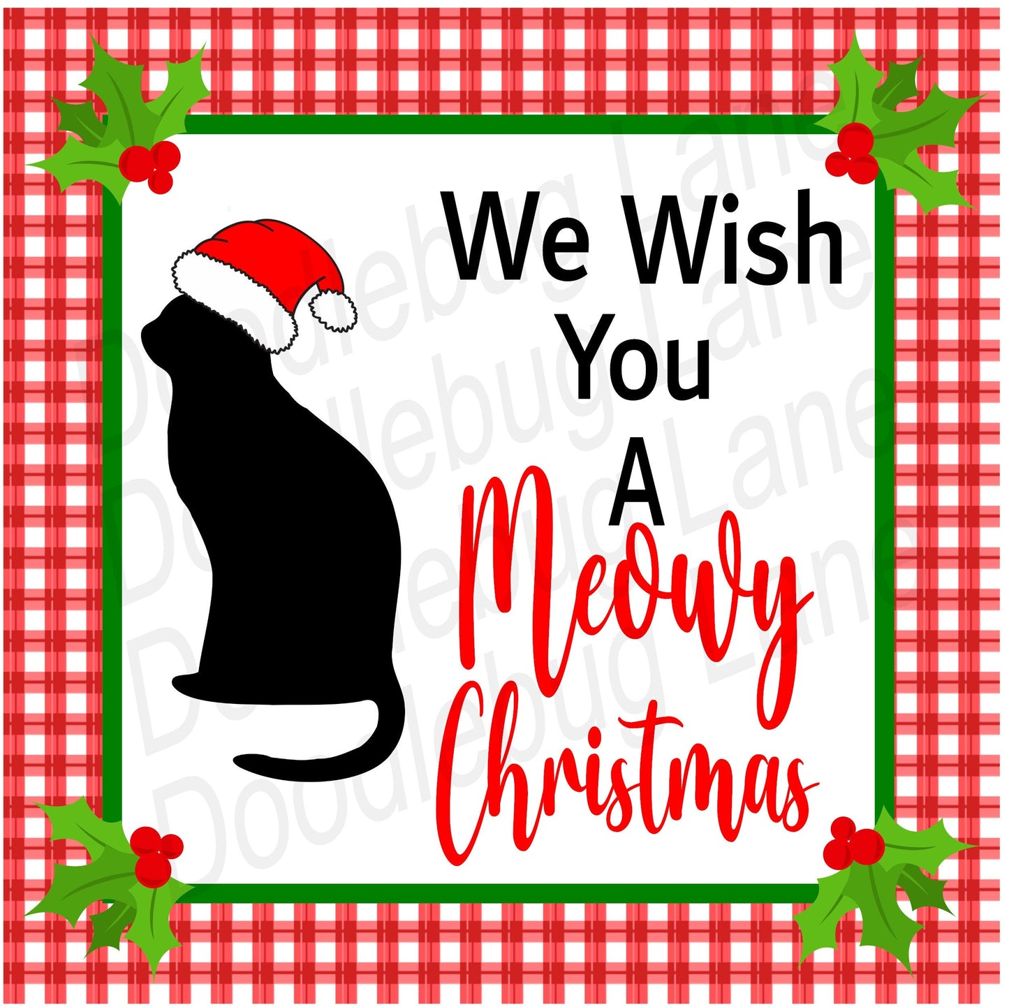 Christmas Wreath Sign - Metal Wreath Sign - Cat Christmas Sign - Pet Christmas Decor - We Wish You A Meowy Christmas