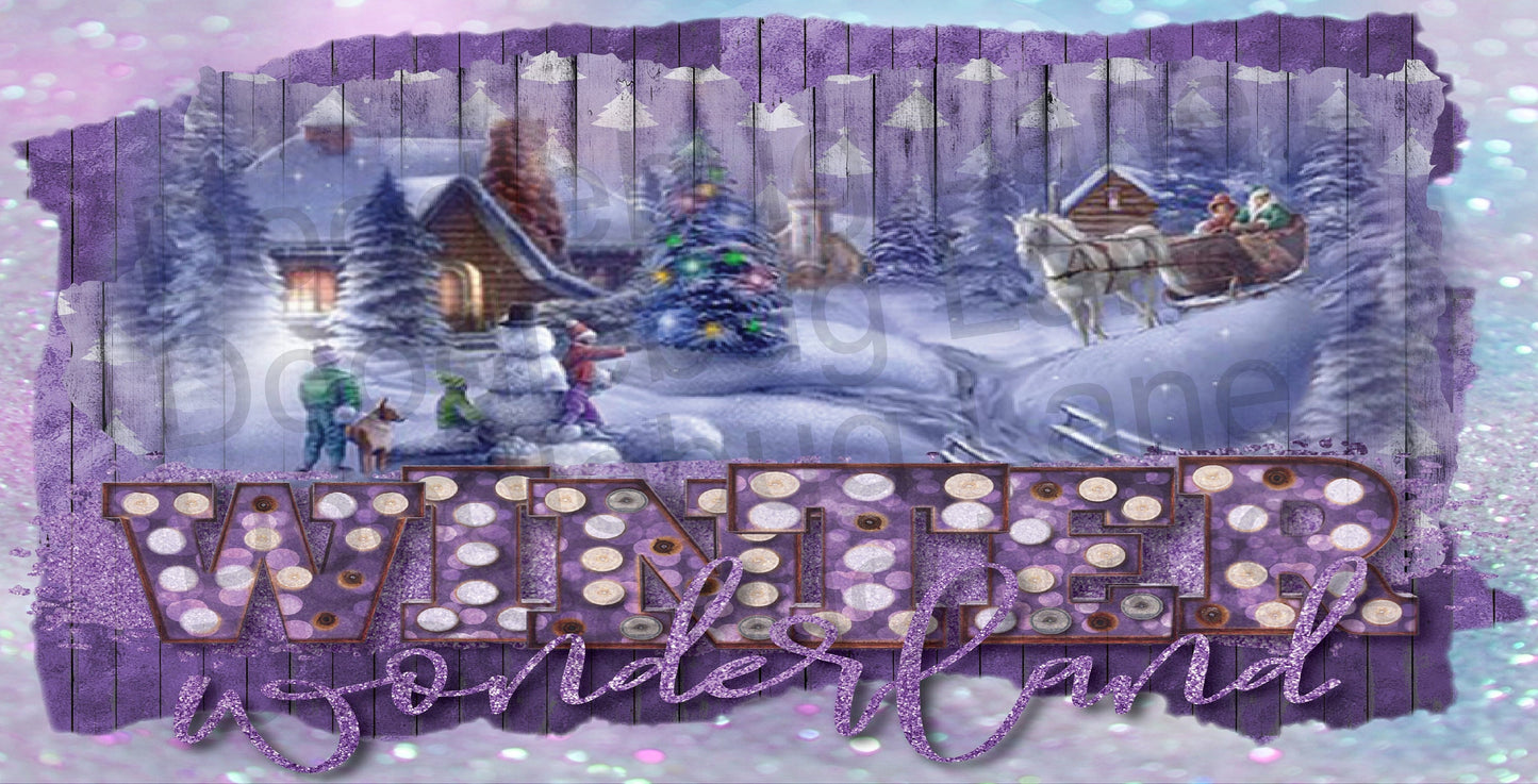 Metal Wreath Sign - Winter Wonderland - Winter Sign - Purple And Blue - Snowman Decor - Winter Scenery- Christmas Tree