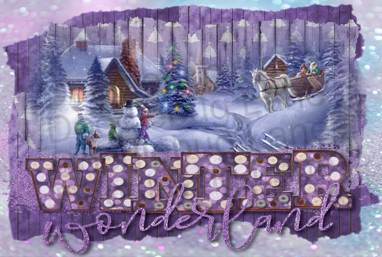 Metal Wreath Sign - Winter Wonderland - Winter Sign - Purple And Blue - Snowman Decor - Winter Scenery- Christmas Tree