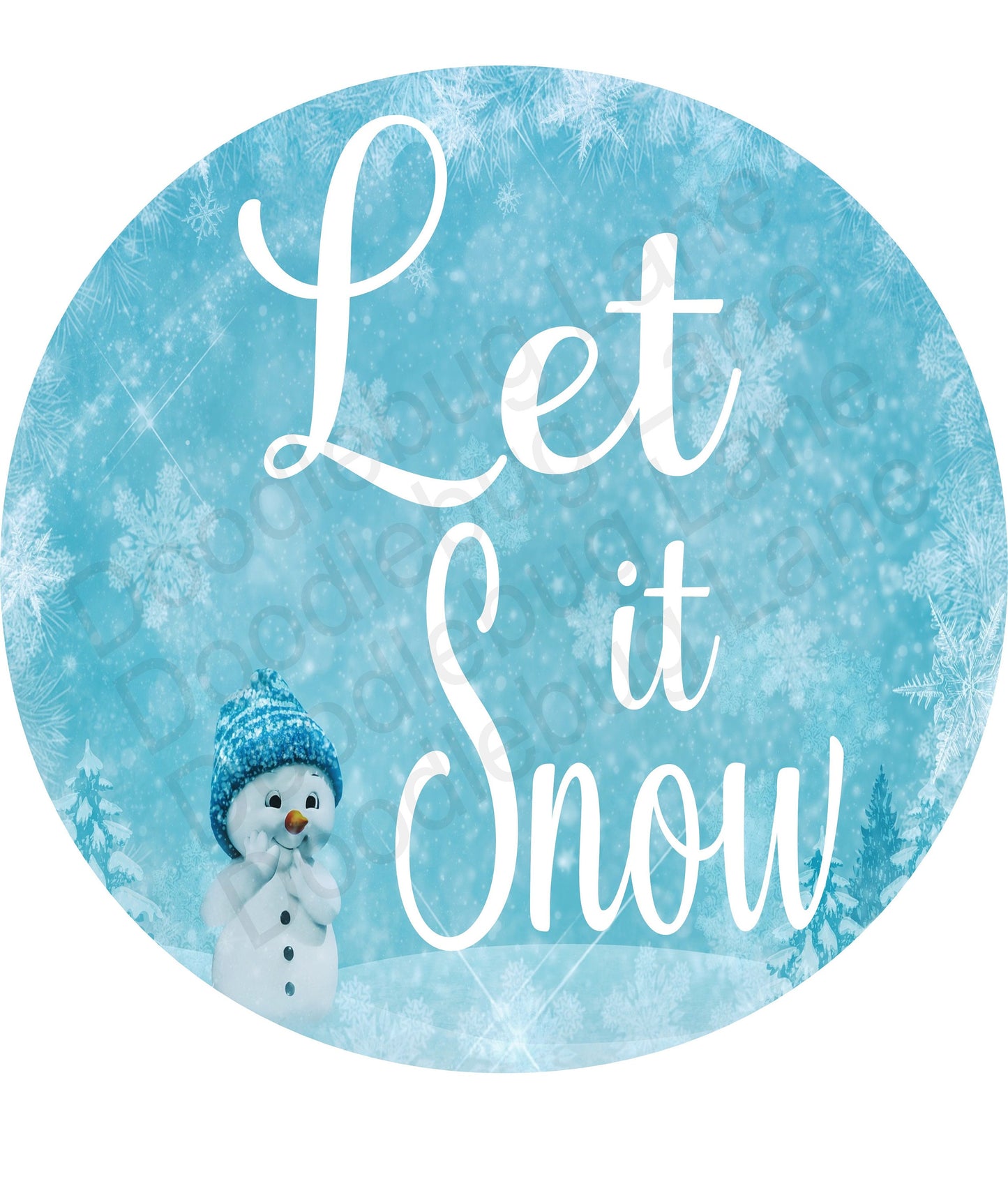 Winter Wreath Sign - Metal Wreath Sign - Snowman Sign - Let It Snow - Snowman Decor - Round Sign