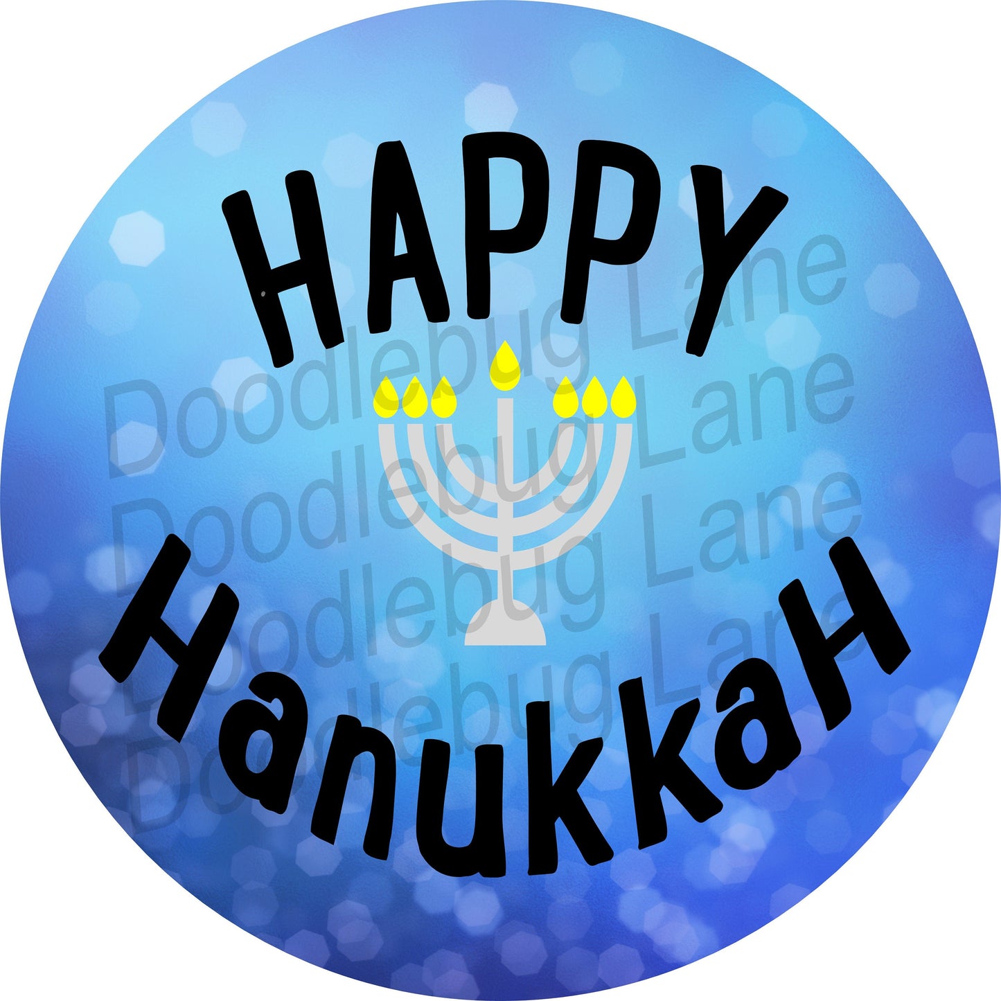 Happy Hanukkah Wreath Sign-Happy Hanukkah-Menorah Decor-Metal Wreath Sign-Round Sign