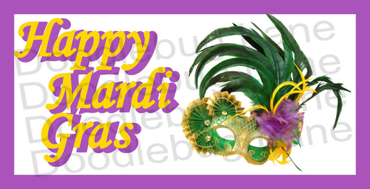 Mardi Gras Wreath Sign - Metal Wreath Sign - Happy Mardi Gras - Mardi Gras Mask-Rectangle Sign