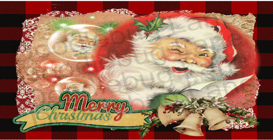 Christmas Wreath Sign-Vintage Santa Claus-Christmas Sign-Merry Christmas-Jingle Bells-Metal Wreath Sign-Rectangle Sign