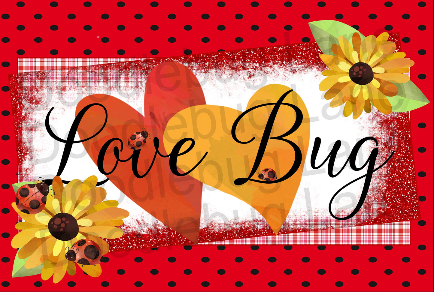 Valentines Day Wreath Sign-Metal Wreath Sign-Valentines Day Sign-Heart Sign- Ladybug Sign-Love Bug-Rectangle Sign