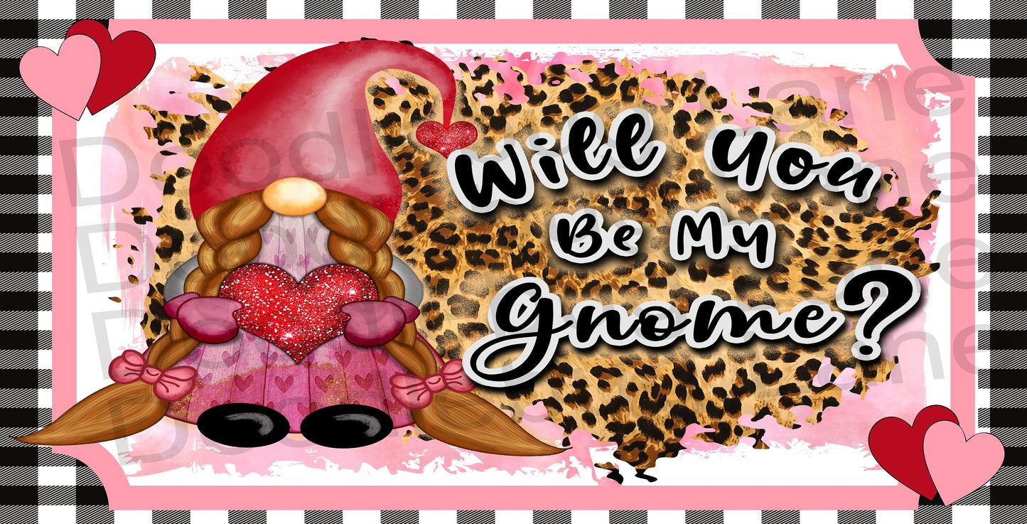 Valentines Day Wreath Sign-Be My Gnome-Valentines Sign- Gnome Sign-Leopard Print-Metal Wreath Sign-Buffalo Plaid