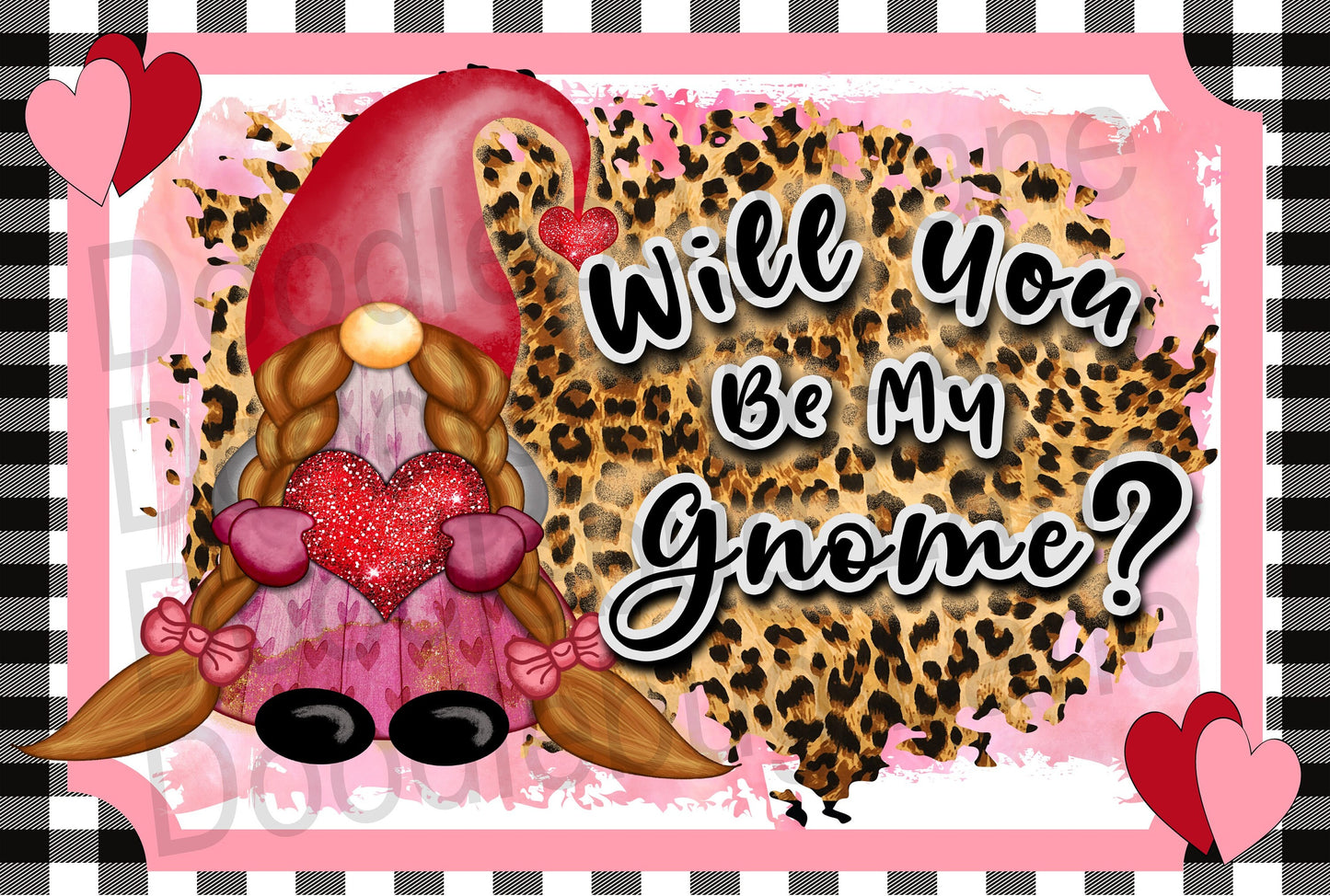 Valentines Day Wreath Sign-Be My Gnome-Valentines Sign- Gnome Sign-Leopard Print-Metal Wreath Sign-Buffalo Plaid