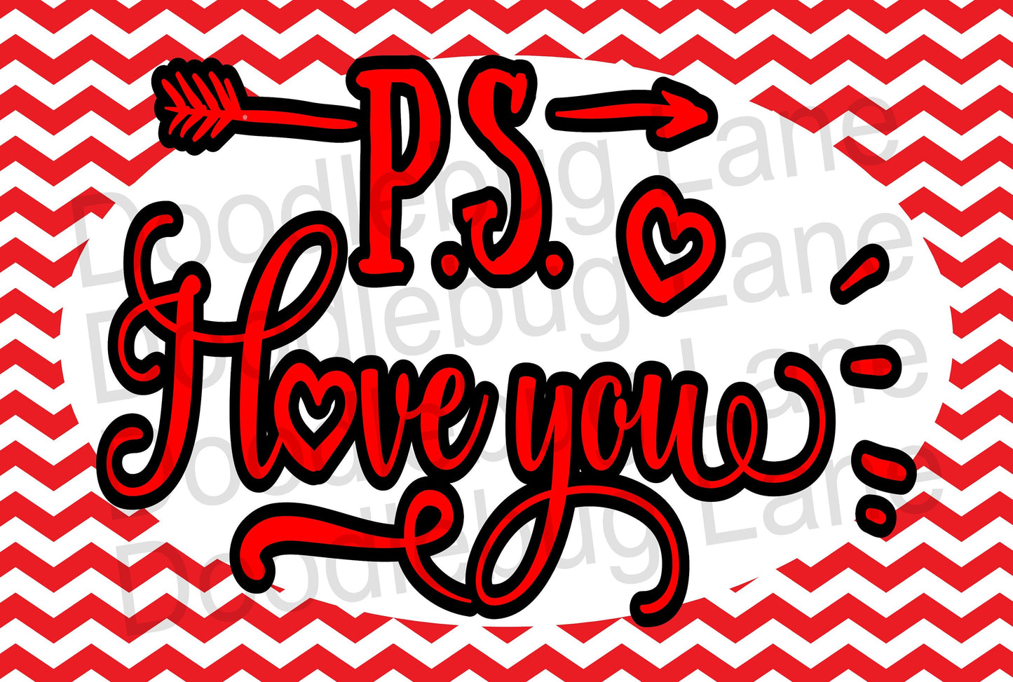 Valentine Wreath Sign-Metal Wreath Sign-Valentines Day Sign-P.S. I Love You-Red Chevron-Rectangle Sign