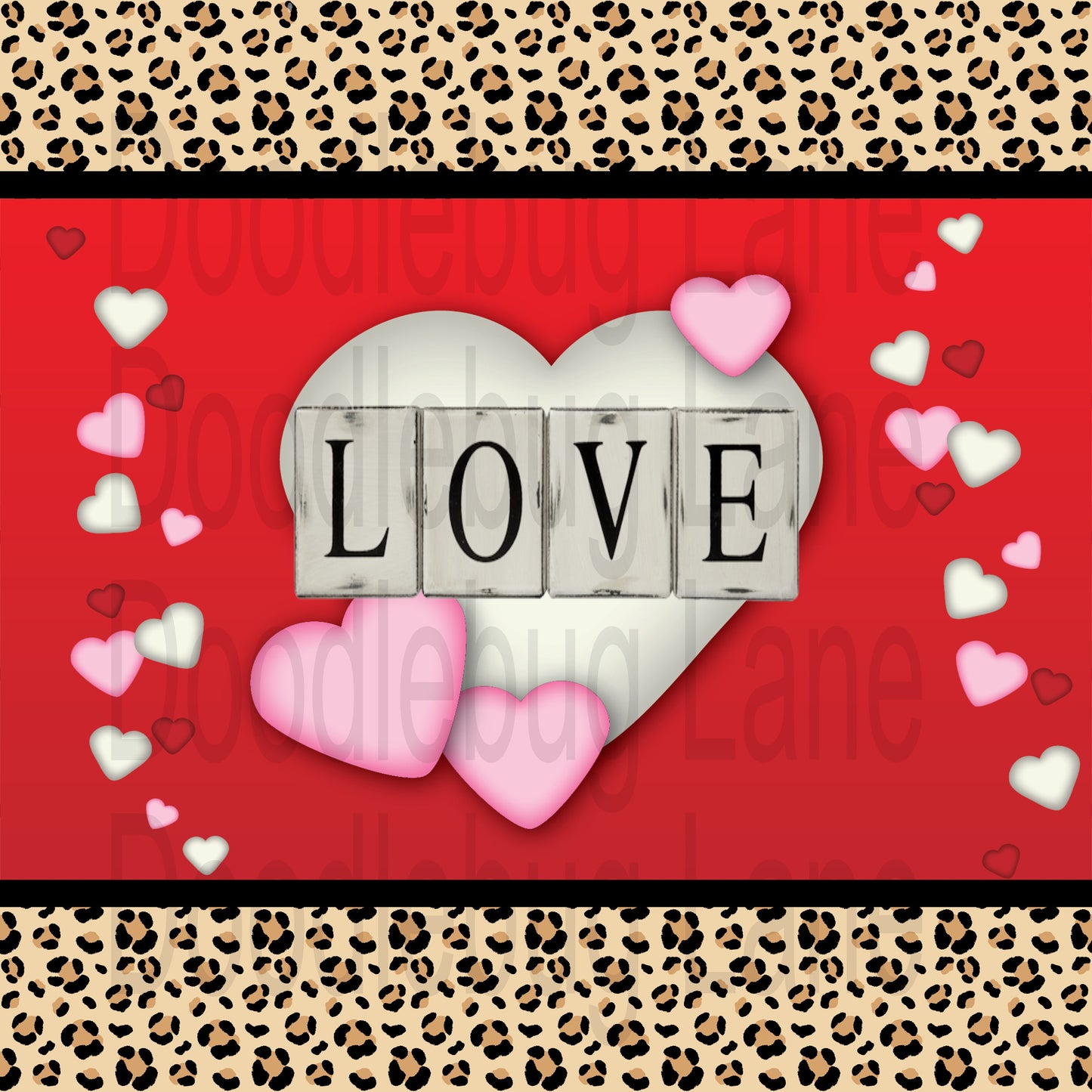 Valentines Day Wreath Sign-Leopard Print-Love Sign-Valentines Sign-Square Sign-Metal Wreath Sign-Red And Black Sign