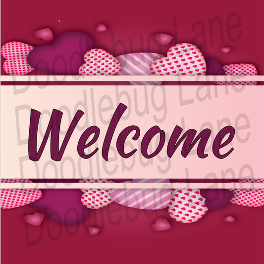 Valentines Wreath Sign-Welcome Sign-Welcome Wreath Sign-Valentines Decor-Metal Wreath Sign