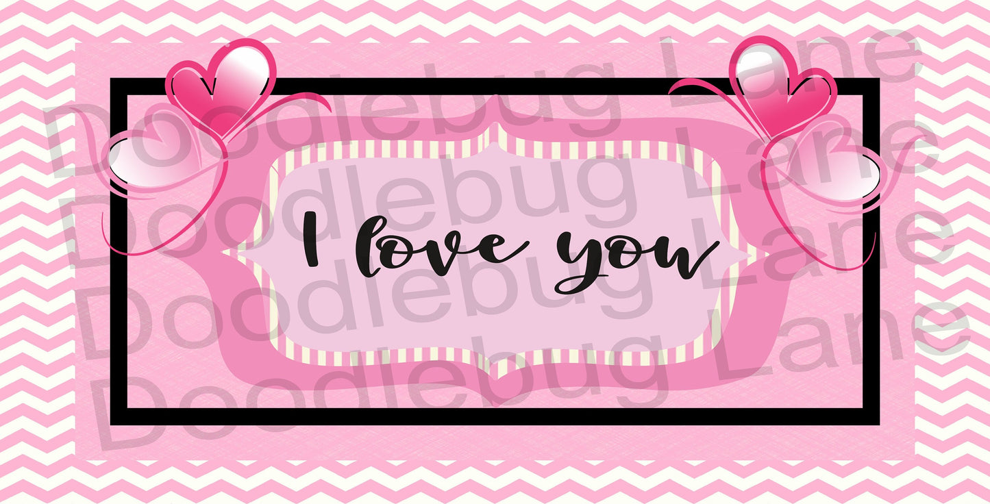 Valentines Day Wreath Sign-Metal Wreath Sign-I Love You-Heart Decor-Valentines Day Decor-Pink And Black-Rectangle Sign