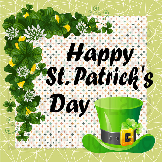 St Patricks Day Wreath Sign-Happy St Patrick’s Day-Metal Wreath Sign-Leprechaun Hat-Four Leaf Clover-Square Sign