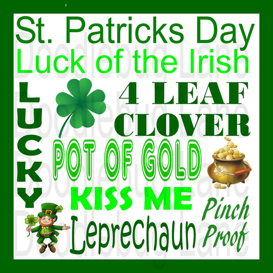 St. Patricks Day Wreath Sign-Subway Art Sign-Metal Wreath Sign-Happy St. Patricks Day-Four Leaf Clover-Leprechaun