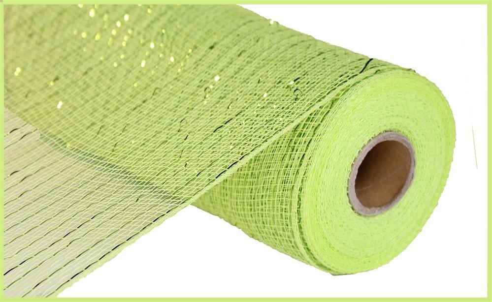 Poly Deco Mesh - Apple Green With Lime Foil - Metallic Mesh - 10" x 10 yds - RE130171