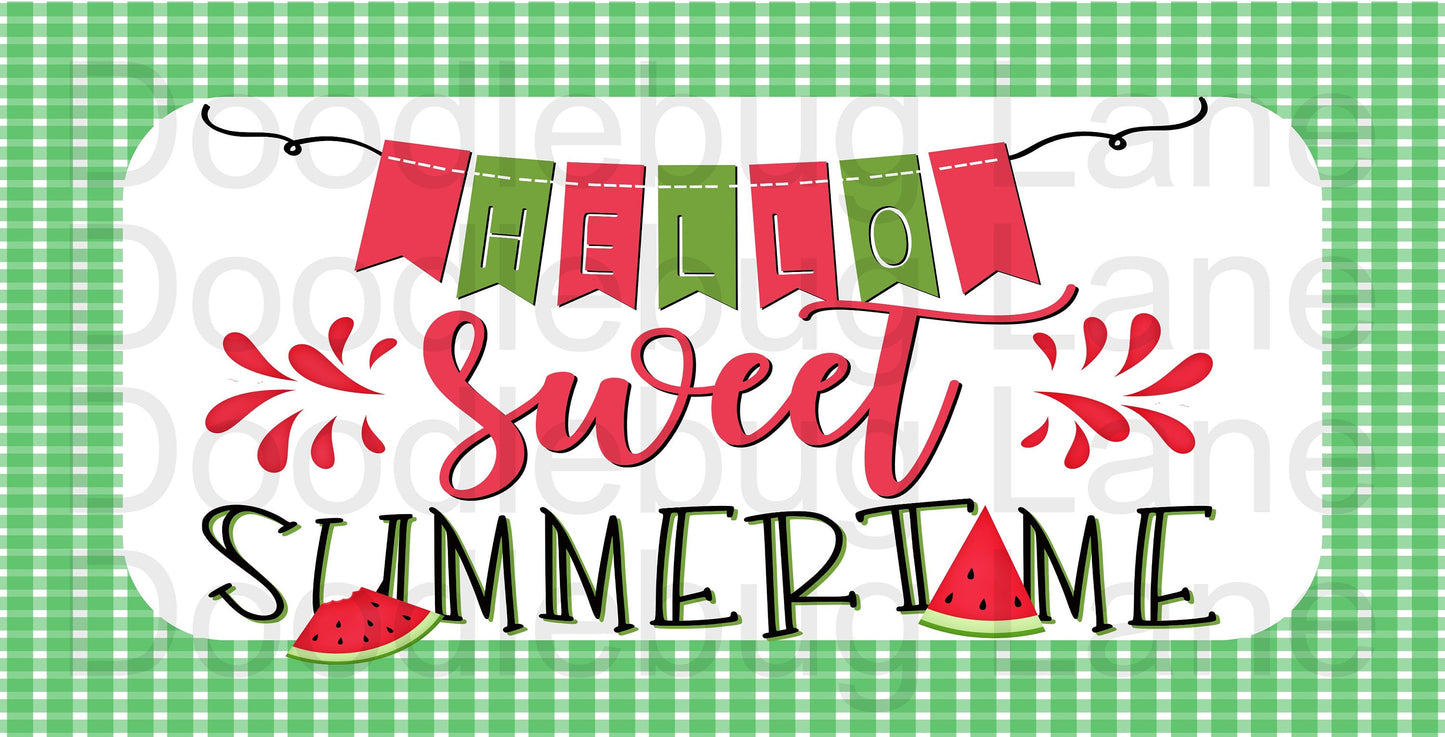 Metal Wreath Sign - Sweet Summertime - Summer Wreath Decor - Watermelon Decor - Summer Sign - Rectangle Sign