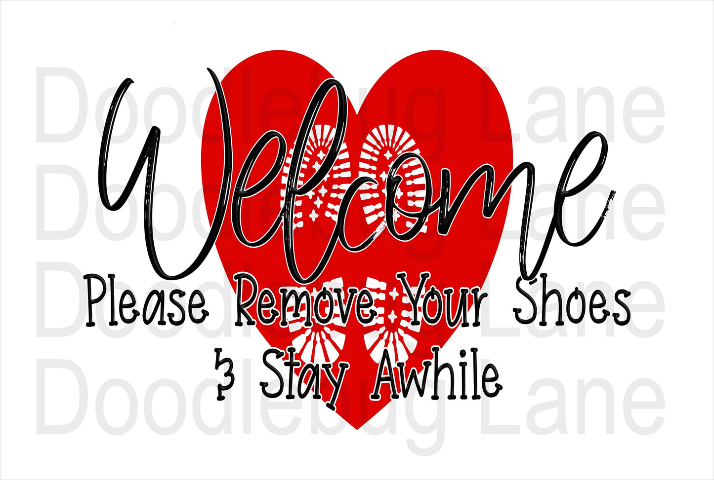 Welcome Wreath Sign-Remove Your Shoes And Stay Awhile-Boot Print-Red Heart-Metal Wreath Sign-Rectangle Sign