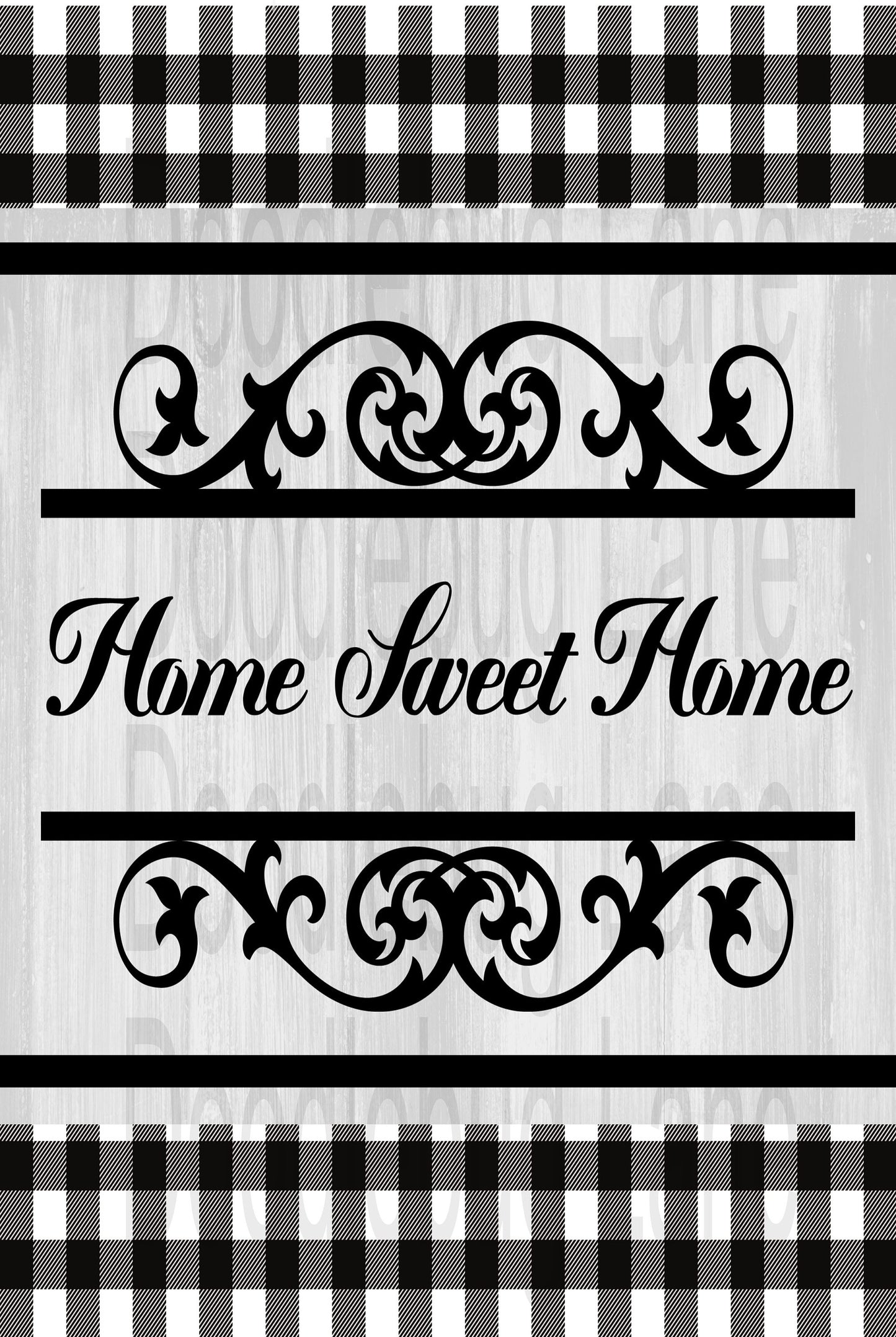 Home Sweet Home - Black And White Plaid - Metal Wreath Sign - Farmhouse Decor - Rectangle Sign