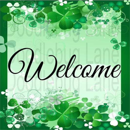 St Patrick’s Day Wreath Sign-Welcome Sign-St Patrick’s Day Welcome Sign-Four Leaf Clover-Metal Wreath Sign