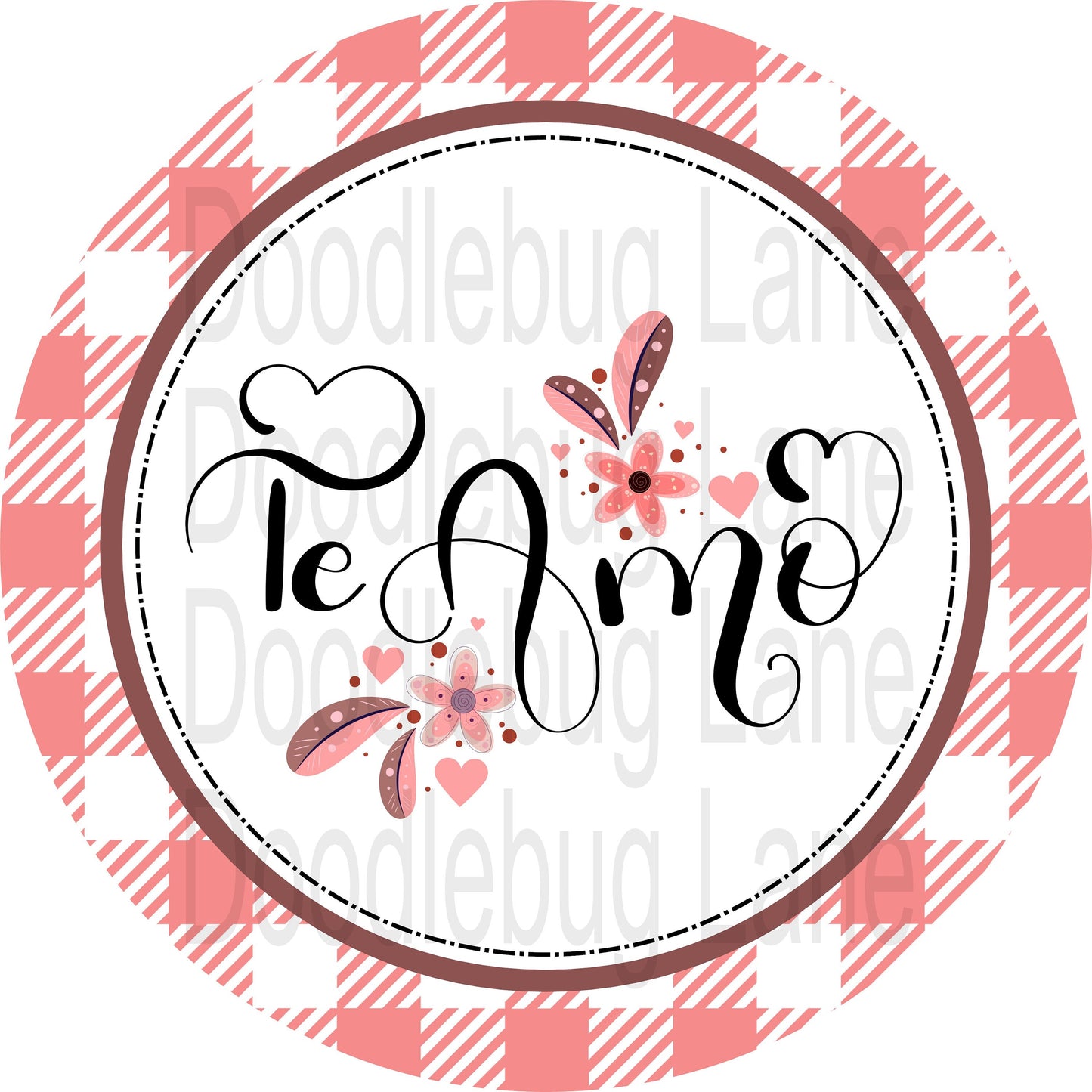 Valentines Wreath Sign- Te Amo-I Love You- Metal Wreath Sign-Round Sign- Spanish Sign