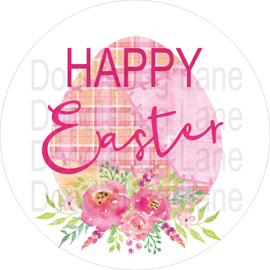 Easter Wreath Sign -Happy Easter - Easter Egg - Metal Wreath Sign - Round Sign