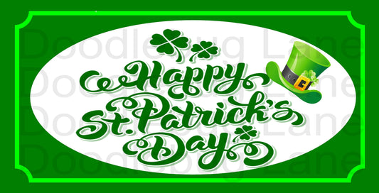 St. Patricks Day Wreath Sign-Metal Wreath Sign-Happy St. Patricks Day-Four Leaf Clover-Leprachan Hat-Rectangle Sign