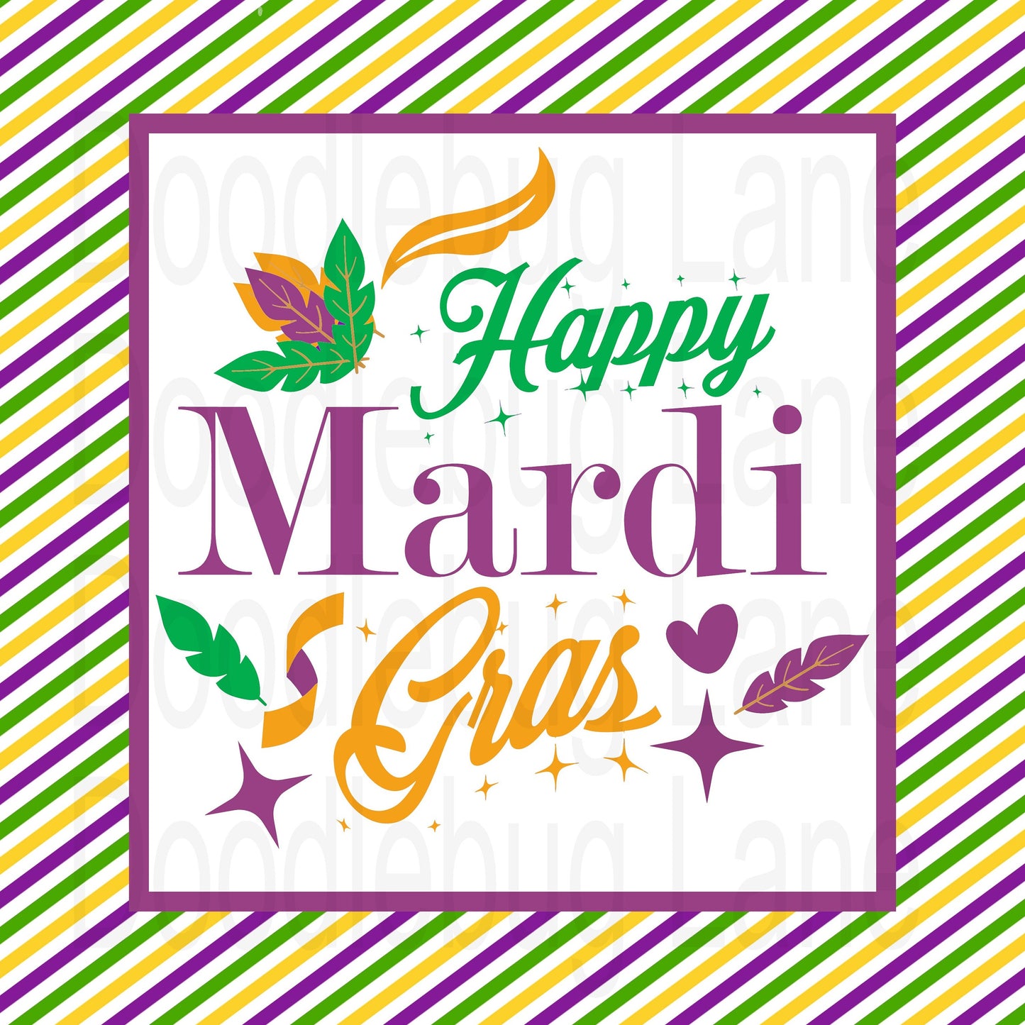 Mardi Gras Wreath Sign - Happy Mardi Gras - Metal Wreath Sign - Square Sign - Purple, Green And Yellow