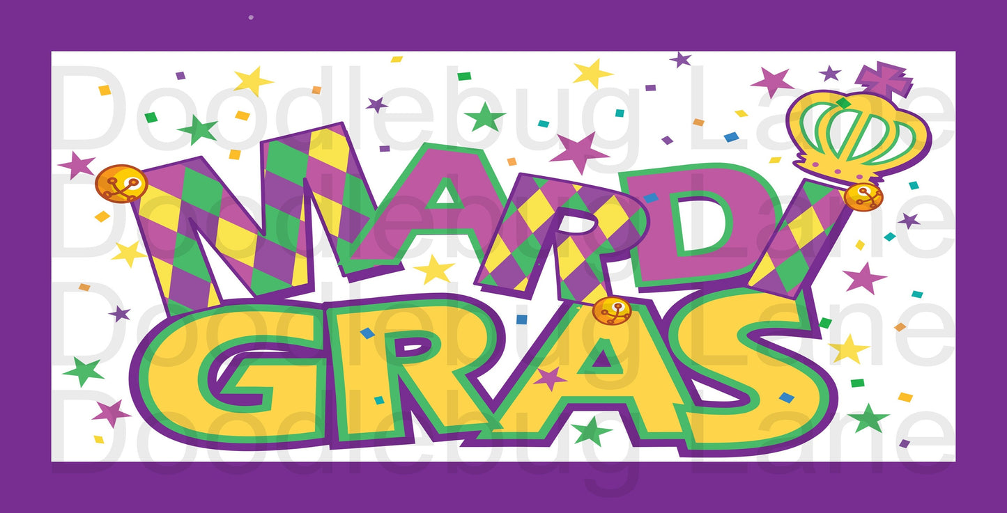 Mardi Gras Wreath Sign - Mardi Gras Crown - Mardi Gras Confetti - Metal Wreath Sign - Rectangle Sign