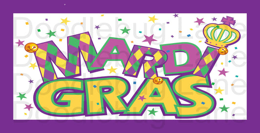 Mardi Gras Wreath Sign - Mardi Gras Crown - Mardi Gras Confetti - Metal Wreath Sign - Rectangle Sign