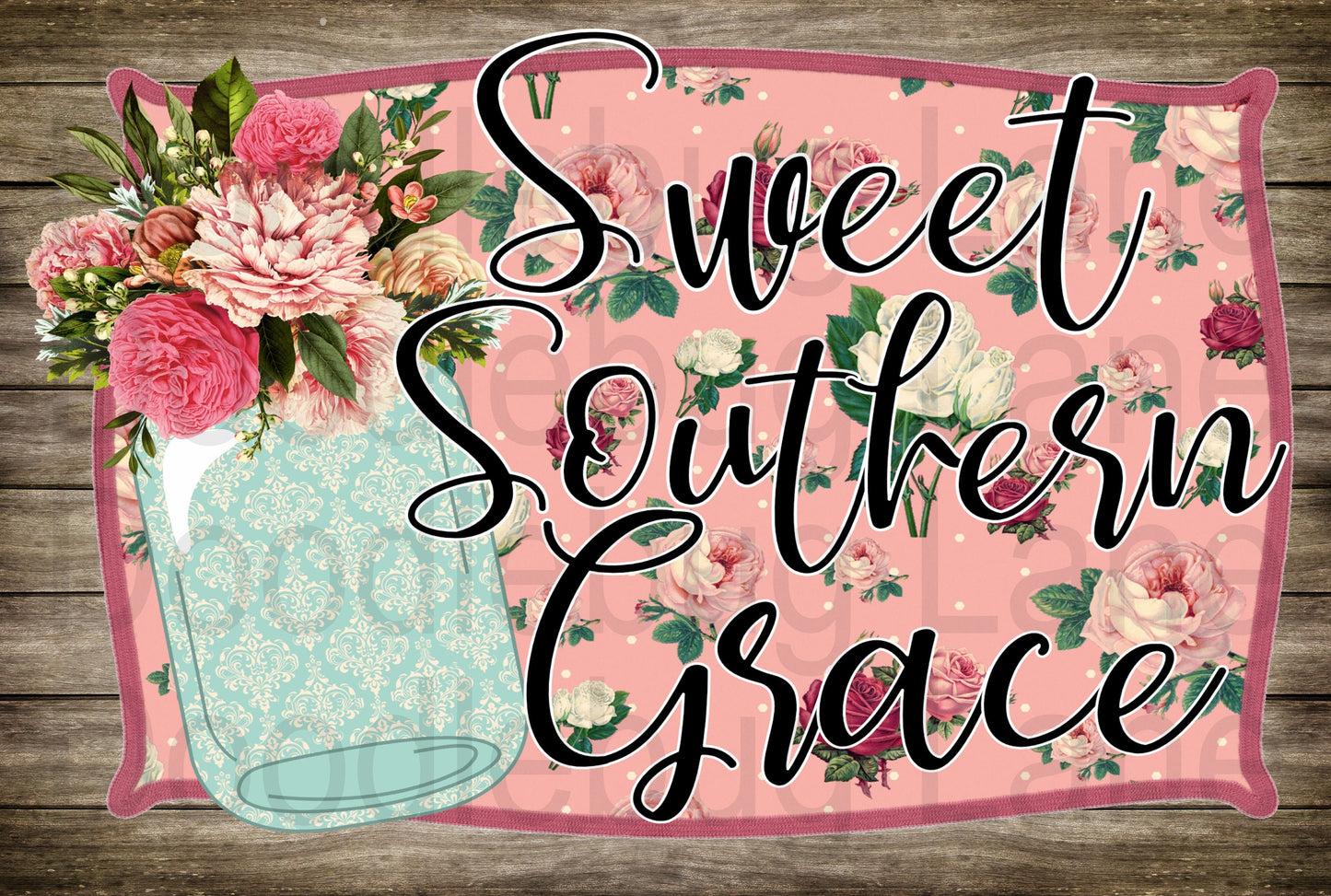 Metal Wreath Sign-Masor Jar Decor-Farmhouse Sign-Sweet Southern Grace-Rectangle Sign