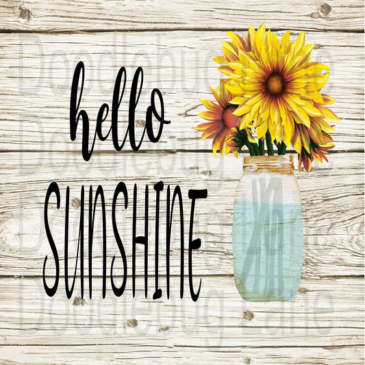 Hello Sunshine Wreath Sign - Mason Jar - Sunflower Sign - Farmhouse Wreath Sign - Metal Wreath Sign - Square Sign