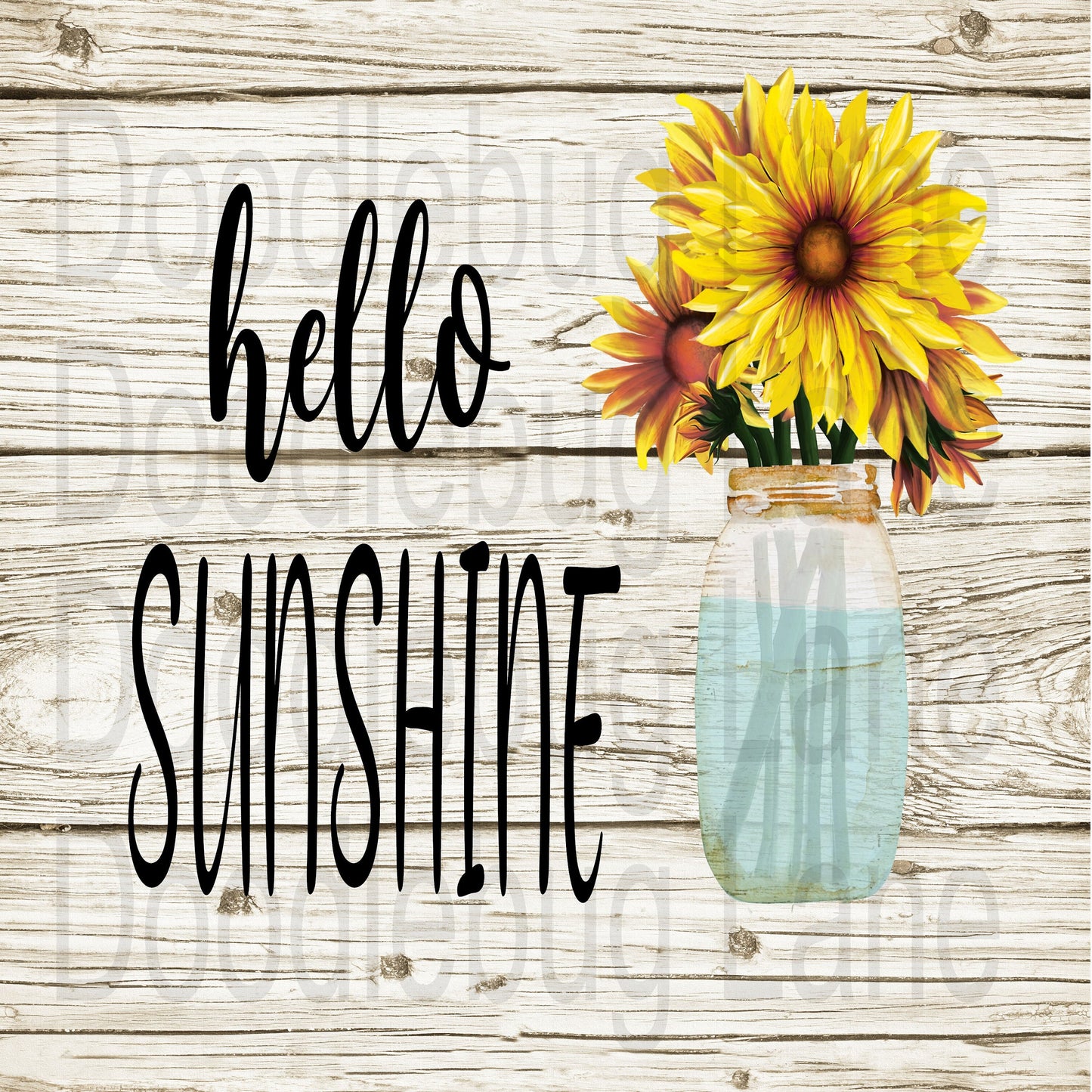 Hello Sunshine Wreath Sign - Mason Jar - Sunflower Sign - Farmhouse Wreath Sign - Metal Wreath Sign - Square Sign